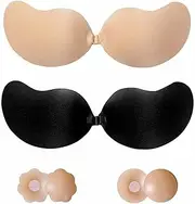 [LOTWY] Sticky Bra Invisible Push up Bra Reusable Adhesive Bra,Sticky Boobs Push up Bra for Women with Silicone Nipple Covers Set
