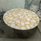 Dining White Agate Table Top, Agate Stone Center Table Top, Handmade Decor