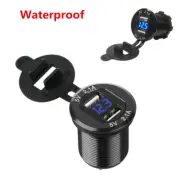 Waterproof Dual USB Charger 4.2A Car Cigarette Lighter Power Socket & Voltmeter