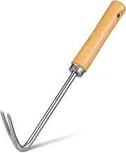 JOINPAYA Hand Weeding Tool Durable Manual Weeder with Wooden Handle for Removal Garden Versatile Garden Tool for Digging Transplanting and Weeding
