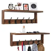BEIUTAO 2 Pack Coat Rack Wall Mount with Shelf Coat Hooks Wall Mounted(DIY
