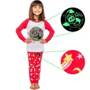 Little Jupiter Girl Pajamas with Glow in The Dark - Panda Moon - Grey & Red
