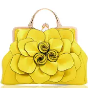Nevenka Womens Rose Flower Evening Clutches Formal Party Totes Shoulder Bag-Yellow