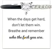 [DIOWUS] Strong As Fuk Heart Enamel Ring for Women, Black Heart-Cut Half Fk It And Begin Again Rings 925 Sterling Silver Zircon Inlaid Inspirational Jewelry Birthday Gifts for Friends