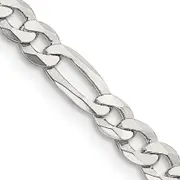 22 Inch Sterling Silver 4.5mm Lightweight Flat Figaro Chain
