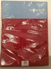 Vintage 2002 Mervyns 70" Round Tablecloth Burgundy Red Block Pattern New Sealed