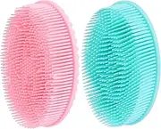 MERRYHAPY 2pcs Silicone Hair-washing Brush for Deep Scalp Massage and Gentle Exfoliation Handheld Bath Scrubber Ergonomic Design Color Random Pvc Case