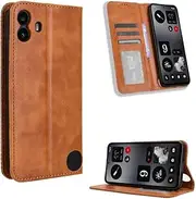 Cover Compatible with Nothing CMF Phone 1 Case PU Leather Flip Kickstand Wallet Card Slot Magnetic Closure Brown