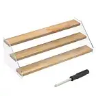 Spice Rack Organizer Stable Wood Step Shelf Easy to Store Acrylic Clear Holder ✍