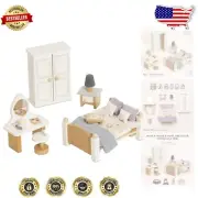 Daisylane Wooden Dollhouse Master Bedroom Play Set - All Accessories Included