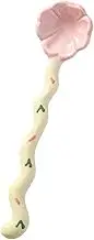 Spoons 1 PCS Ceramic Long Handle Spoon, Cute Flower Shaped Spoons, Espresso Spoons, Coffee Spoon，Dessert Spoon, Ice Cream Spoons, Tea Spoons Tiny Spoon(Color:Pink)