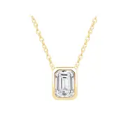 Emerald Cut Solitaire Necklace with 1.00ct of Laboratory Grown Diamonds in 9kt Yellow Gold