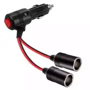 Universal Car Cigarette Lighter Adapter with Switch 2-Socket 12V/24V Splitter
