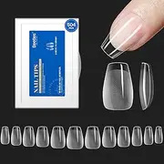 beetles Gel Polish Gel Nail Kit Etch X Nail Tips 504Pcs Pre Filed Half Matte XS Short Coffin Soft Gel Nail Tips Full Cover False Fake Clear Acrylic Press on Nails for Gel Nail Polish Nail Glues Needed