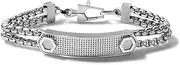 [Bulova] Men's Precisionist Stainless Steel Double-Chain Link with Knurled Texture ID Plaque Bracelet