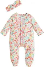 Mud Pie Baby Girl's Children's Rainbow Floral Sleeper