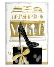 Fashion Books Stacked Glam Heels Wall Plaque Wall Art by Madeline Blake
