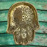 Bronze Hamsa Hand evil eye Lotus Trinket Bowl Ring Dish dish Handmade Bali art