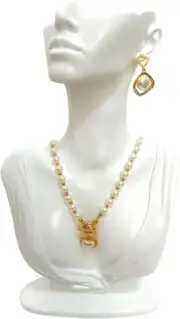 White Resin Jewelry Mannequin Bust Necklace Display Earring Pendant Chain Displa