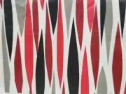 Peva Vinyl Flannel BackTablecloth,52"x90"Oblong,RED,GREY,BLACK & WHITE design,BH