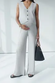 Celeste Wide Leg Pant (Stone Grey)