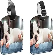 [WOSHJIUK] Luggage Tags,2 Pack Labels Suitcase Tags,Bulldog Dog Puppy,Luggage Tags Privacy Protection Travel Bag Tag