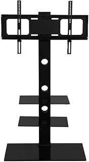 Artiss 32-70 Inch TV Stand, Adjustable TVs Mount Bracket Storage Shelf Universal Mounting Brackets Floor Stands Home Entertainment Office Bedroom, Fits LED LCD Flat Screen Monitor Tempered Glass Black