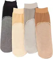 [LETSIQS] 4/8 Pairs Womens Solid Color Sheer Socks Silky Anti-Slip Cotton Sole Sheer Ankle High Tights Hosiery Socks (Color : Value Pack B-8 Pairs)