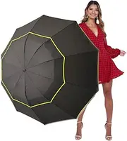 [Kalolary] 62 Inch Extra Oversize Large Compact Golf Umbrella，Double Canopy Vented Windproof Waterproof Stick Umbrellas for women & men