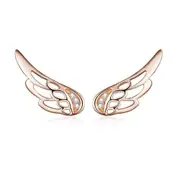 SOLID Sterling Silver & Rose Gold Sparkly Angel Wing Earrings - AVILIA Designs