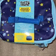 NWT TASTY INSULATED EXPANDABLE LUNCH BAG BLUE STARS