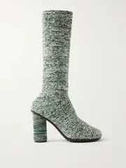 [Bottega Veneta] Bottega Veneta - Atomic Ribbed-knit Knee Boots - Green - EU 39 EU 39 Green