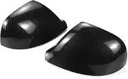 Car Rear View Side Wing Mirror Compatible For VW Amarok V6 2H S1 S6 S7 Pickup 2011-2020 Replacement Rearview Cover Cap Carbon Black(Carbon Fiber Look)
