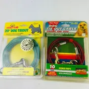 LOT (2) Dog Tie-Out tether Cable 10” & 20” under 50 pounds medium duty NEW