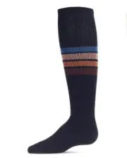 Retro Stripe Cotton Blend Thin Ribbed Knee High Socks