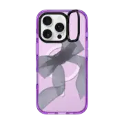 iPhone 16 Pro Impact Ring Stand Case MagSafe Compatible Black Organza Ribbon