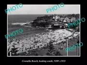 OLD POSTCARD SIZE PHOTO OF CRONULLA NSW VIEW OF SURF BEACH LOOKING SOUTH 1935