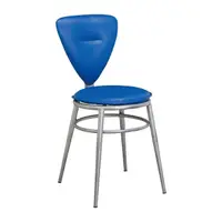 在飛比找PChome商店街優惠-【PA692-09】巧三背餐椅(藍皮)(烤銀)