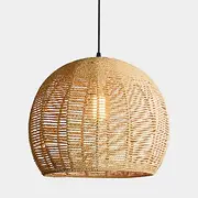 Hemp Rope Chandelier-Kitchen Island 1-Light Bohemian Modern Woven Rattan/Pendant Light Fixtures LED Pendant Farmhouse Coastal Hanging Lights for Restaurant Tea
