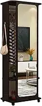Full Length Mirror,3-in-1 Rotatable Floor Mirrors and Coat Rack,Standing Mirror with Universal Wheels, for Living Room Bedroom(4)