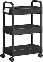 Storage Trolley Wheels, Storage Trolley Rolling Cart, 3-Tier Utility Cart Rolling Storage & Organisation for Kitchen, Bedroom, Bathroom, Laundry Room