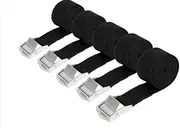 Pack of 4 Lashing Straps Short Lashing Straps Black, 25 mm x 2.5 m Tie Down Straps Bicycle Carrier, Tie Down Strap Fastening Straps, Adjustable Tension Straps with Ratchet for Bicycle Motorcycle Car