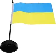 Happyyami Ukrainian Flag Pole Miniature Flags Desktop Ukrainian Flag Stand Elegant Design Faderesistant Material Great for Office Home Display