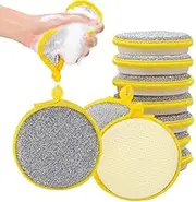 Kitchen Sponge,Kitchen Scrub Sponge,Thick Double-Duty dishwashing Sponge Wipe 10 Sets, Non-Stick Oil Brush Pot Magic Device, Non-Injury Double-Sided dishwashing Sponge Wipe, Durable Cleaning Sponge