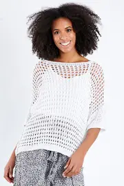 Crochet Knit Top--THRE-37740