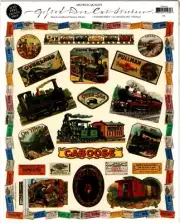 Gifted Line Die-Cut ANTIQUE TRAINS Sticker Sheet. 24 Stickers . Brand New!