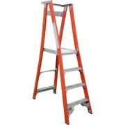 Indalex 4 Step Fibreglass Platform Ladder w/ Wheels