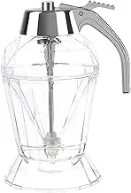 Maple Syrup Dispenser - Push Type Honey Container, Transparent Syrup Pot | Stylish Dispenser Jar with Stand Lid, Refillable Clear Bottle for Breakfast Sauce Oil and Kitchen Condiment Serving