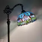 Tiffany Style Floor Lamp Blue Stained Glass Tulip Gooseneck Adjustable 63"H*20'W