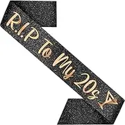 PartyForever 30th Birthday Sash Decorations RIP to My 20s Sash Black 32 inch Long with Rose Gold Letters